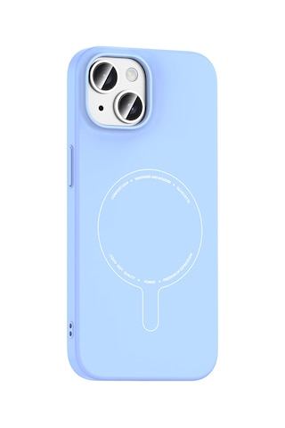 Maks Technology iPhone Uyumlu 15 Kılıf M-safe Şarj Özellikli Kamera Korumalı Mkst Elio Sert Pc Kapak - Açık Mavi