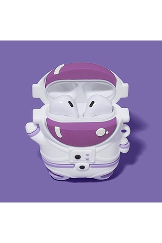 E2M Airpods 1-2 Uyumlu Kılıf Astronot Lila