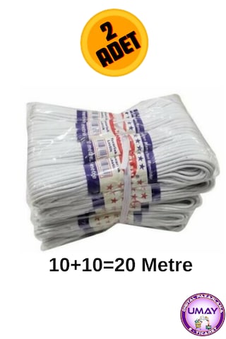 10+10 20 M Beyaz Yuvarlak Don Lastiği Esnek Bel Paça Etek Elbise Lastiği 7 Mm-20 Metre