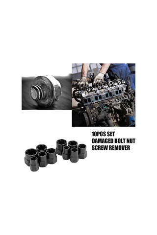 Xindoker 10'lu Dayanıklı Kırık Somun Çıkarıcı Seti, Spiral Dişli, 9-19mm Uyumlu, Çelik Alloy, Opp Paketli