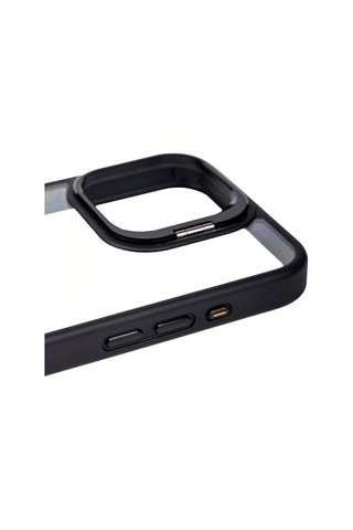 Apple Uyumlu iPhone 15 Pro Max Kılıf Kamera Lens Korumalı Standlı Zore Klon Lensli Kapak Siyah