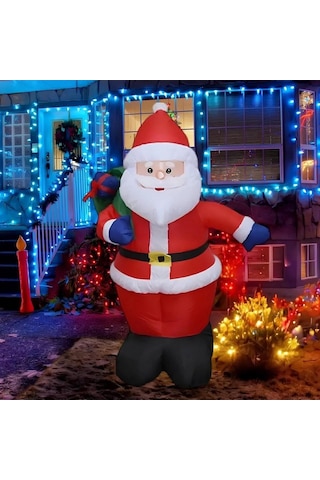 Yılbaşı Şişme Dekor Işıklı Noel Baba 135cm Fanlı Şişme Özelliği Pompasız Şişme Diğer