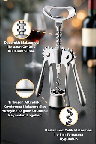 Primanova Gadget Paslanmaz Çelik Tirbuşon