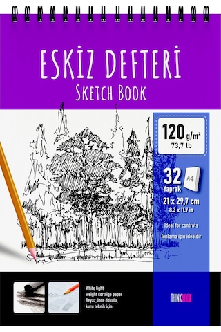 Eskiz A5, A4 Spiralli Defter 2'li Set Renkli