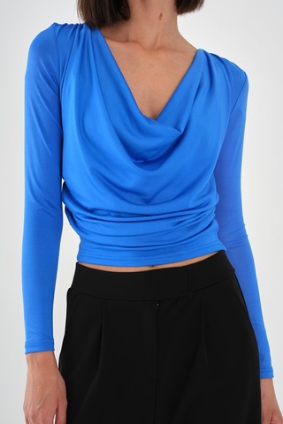 Alexandergardı Degaje Yaka Dökümlü Bluz Siyah