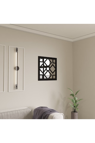 Dekoratif Pleksi Aynalı Ahşap Duvar Süsü Siyah