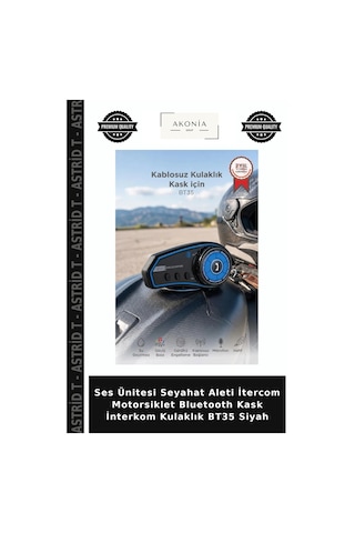 Ses Ünitesi Seyahat Aleti İtercom Motorsiklet Bluetooth Kask İnterkom Kulaklık Bt35 Siyah