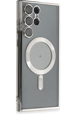 Samsung Galaxy Uyumlu S23 Ultra Kılıf Magsafe Kamera Lensli Korumalı Şeffaf Silikon Kapak