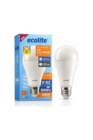 Ecolite Şarjlı Led Acil Durum Ampulü 9w E27 Sarı