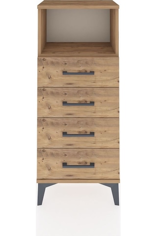 Arges Komodin Tek Raflı 4 Çekmeceli 44x30x106 Çam-çam Çam