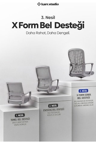 Tiran 3. Nesil Sekreter Koltuğu - Gri
