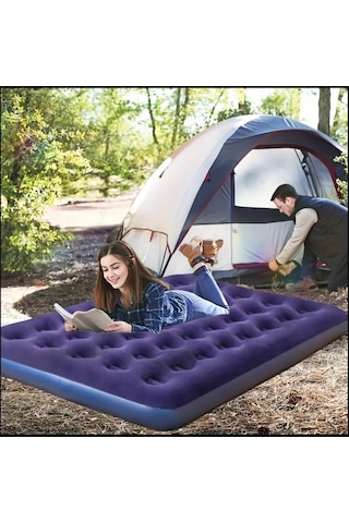 Çift Kişilik 190x130x22 Cm Kamp Tatil Şişme Yatak Kamp Yatağı Lacivert