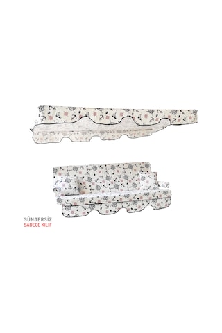 Viphomeconcept 3 Kişilik Süngersiz Bahçe Salıncak Minderi Kılıfı Çapa Beyaz