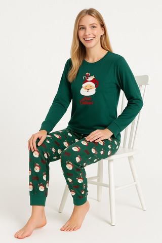 Mutlu City Kadın Yumuşak Doku Termal Pijama Takımı 42050 Zümrüt Yeşili