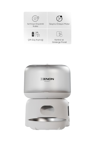 Xenon Smart Kameralı Kedi Tuvaleti Ve Mama Kabı 2'li Set Wifi, 1080p, 72l Otomatik Kedi Tuvaleti, Mobil Kontrol, Paslanmaz Çelik Mama Kabı Beyaz