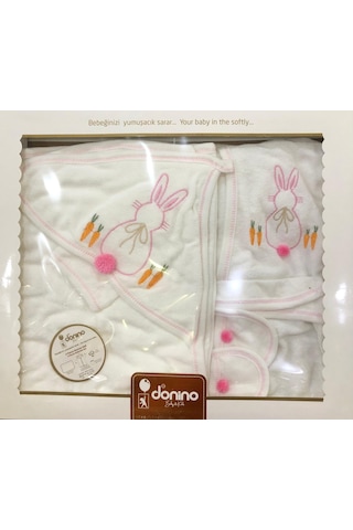 Donino %100 Pamuk 4 Lü Set Nakışlı Bebek Bornoz Seti