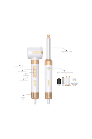 7 Başlıklı İyonik Saç Şekillendirici Saç Kurutma Fön Makinası 7in1 Multi Styler 110000 Rpm 1400w