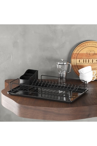 Teknotel Tek Katlı Tabaklık Bulaşıklık Mat Siyah Kb006 Siyah