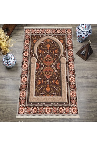 Dijital Baskılı, Yıkanabilir, Yumuşak Dokulu Çocuk Ve Yetişkin Seccade S-dot-sn-069 Kahverengi