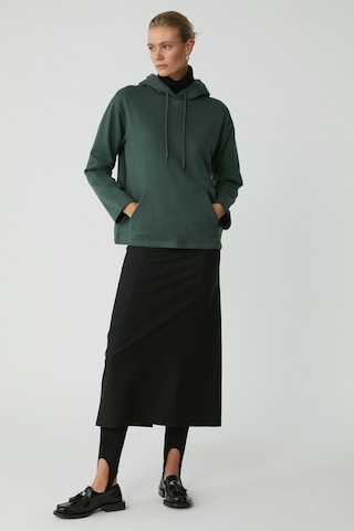 Ethıquet Pıper Kadın Içi Polarlı Yumuşacık Comfort Fit Kapüşonlu Kanguru Cepli Yeşil Sweatshirt