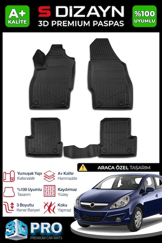S-dizayn Opel Corsa D 3d Pro Havuzlu Paspas 2006-2014 A+ Kalite