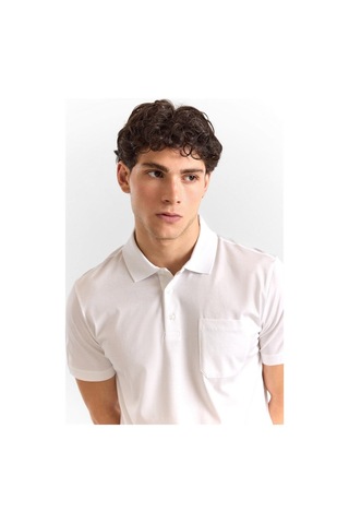 Süvari Beyaz Regular Düz Baskısız Düz Fermuarlı Polo Yaka Tişört Ts1014000442-bey