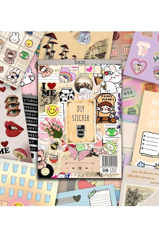 Vintage My Dıy Sticker Book 24 17 Cm 16 Sayfa Özel Tasarım Rengarenk Sticker Kitabı Çok Renkli