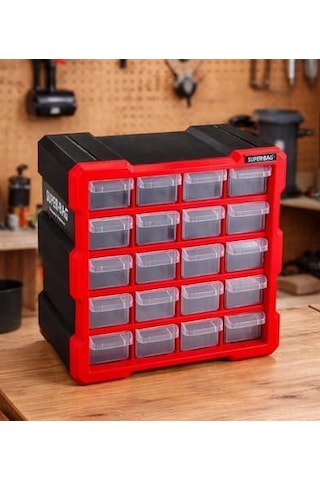 Super Bag Mono Blok Çekmece Seti 20'li Hobby Organizer Seti Monoblok Çekmece Vida Dübel Kutusu Takı Kutusu Asr6006 Genel