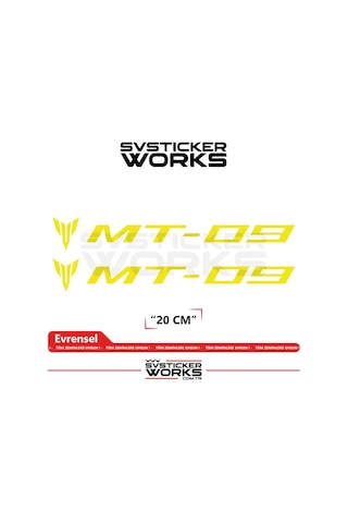 Yamaha Mt-09 Uyumlu Yazı Sticker Yüksek Kalite Özel Kesim Folyo 2'li Set Sarı