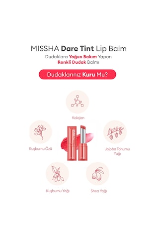 Dudaklara Yoğun Bakım Yapan Renkli Dudak Balmı Dare Tint Lip Balm 02 Dewy Bery 0