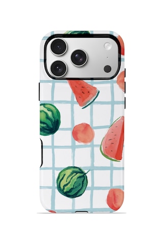 Apple iPhone Uyumlu 17 Pro Max Vorian Çift Katmanlı Magsafe Kılıf Watermelon Grid