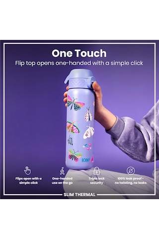 Ion8 - İnce Su Termosu - Kelebekler - 500 Ml - Sızdırmaz Çok Renkli