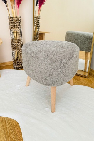 Bohem Tarz Teddy Kumaş Üçgen Puf, Makyaj Taburesi, Bench, Gri