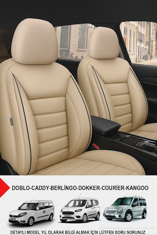 Jet Deri Üniversal Ticari Oto Koltuk Kılıfı Doblo-caddy-berlingo-dokker-courier-kangoo Bej