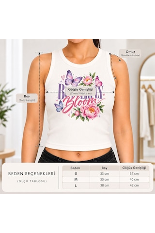 Bk Gift Sıfır Kol Fitilli Crop Bluz - Esnek Likralı Günlük Crop-9 Beyaz