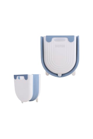Shuıvan Karavan Çöp Kovası 9 Litre Katlanır Tezgahaltı Tip - Beyaz Mavi-1592
