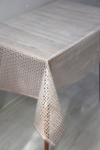 Pvc Şeffaf Kaplama Silinebilir Masa Örtüsü Örgü Hasır Bakır