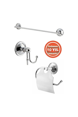 Çelik Banyo Paslanmaz Pirinç Banyo Aksesuar Set Bella Havluluk-bornozluk-tuvalet Kağıtlık Krom