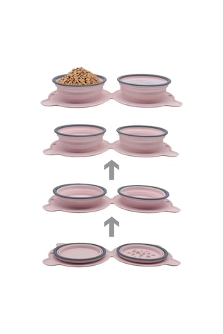 Sones Silikon Katlanır Hayvan Mama Kabı Açık Taşınabilir Çift Kase Anti-sigh Yavaşça Eclipse Geri Çekilebilir Köpek Pot