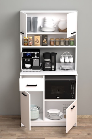 Moonlife Mocha Çok Amaçlı Kahve Köşesi Dolabı Beyaz