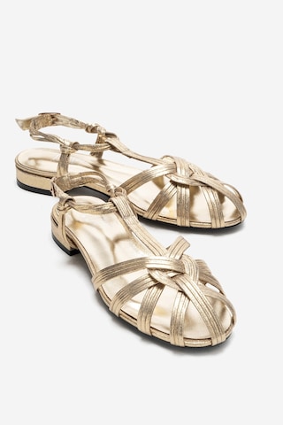Luvishoes Rosse Altın Simli Kadın Sandalet Altın