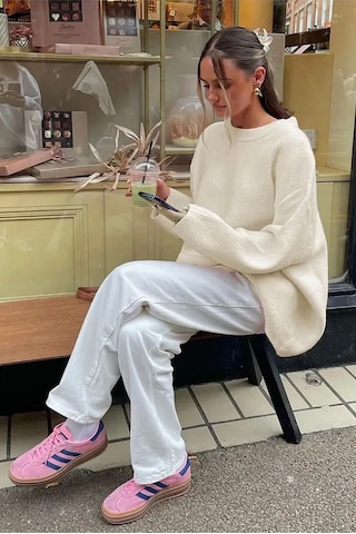 Flex Fashıon Kadın Krem Oversize Triko Kazak - Yumuşak Dokulu Bisiklet Yaka Krm - 730329404 Krm - 730329404 Krm