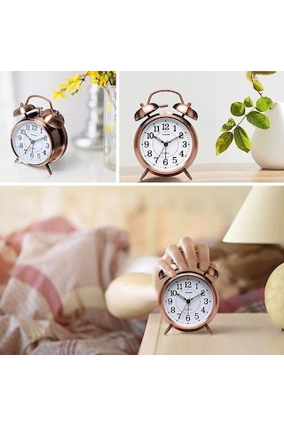 Orta Boy Nostaljik Metal Çalar Masa Saati