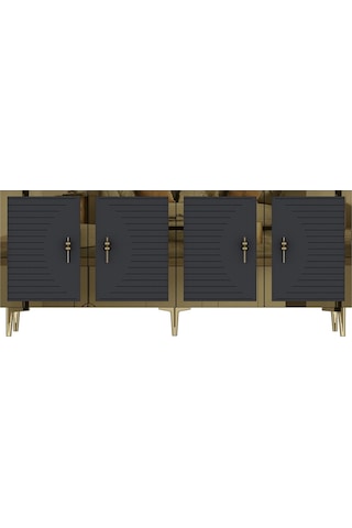 Ka1801ag Tuna Konsol, Tv Sehpası Antrasit-gold 180cm Antrasit / Koyu Gri - Gold