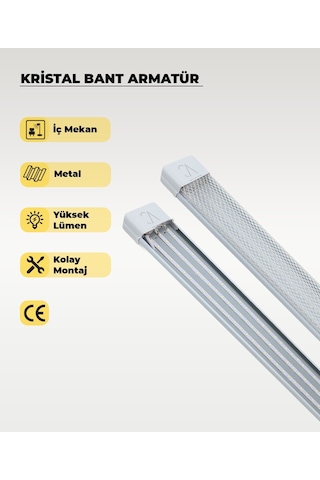 80w Beyaz Kristal Led Bant Armatür 3200k Sarı Işık Beyaz