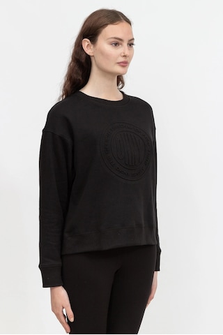 Embossed Medallion C Kadın Bisiklet Yaka Sweatshirt-siyah Siyah