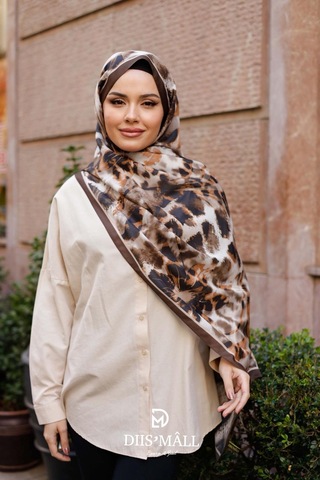 Mimiyum Sarmaşık Leopar Şal Kahve Rengi