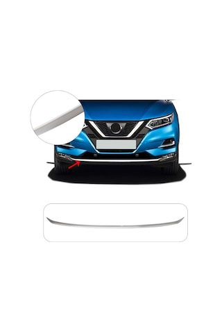 Nissan Qashqai Uyumlu 2017-2021 Krom Ön Tampon Çıtası Paslanmaz Çelik