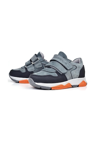 Ortopedikal 3880 Rakerplus Hakiki Deri Siyah-k.gri Çocuk Sneakers Spor Ayakkabı Cırtlı Koyu Gri Siyah
