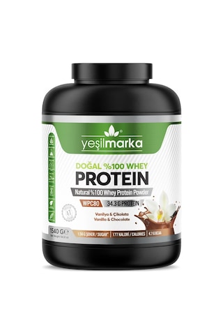 Yeşilmarka Doğal Whey Protein Tozu – Çikolata/Vanilya 1540 Gr